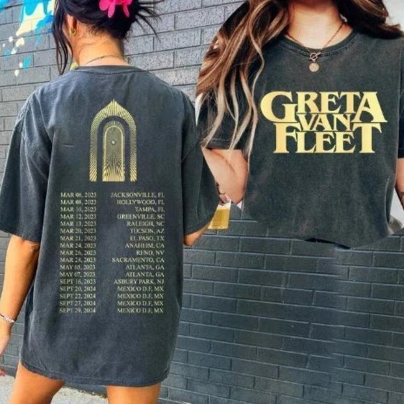 Greta Van Fleet Band 2023 Tour Tshirt 2 Sided Rock Tour Tee Rock Fans Gift - Picture 1 of 4
